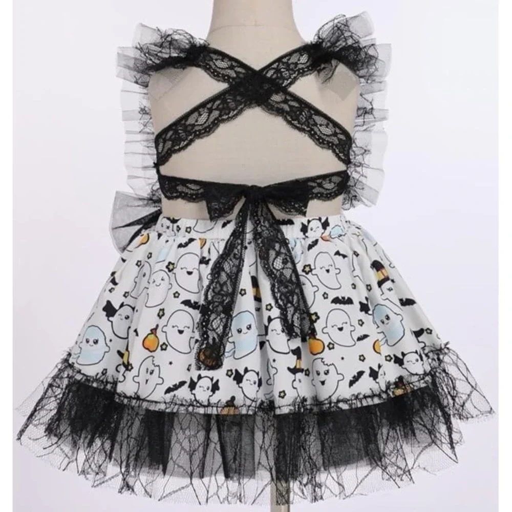NEW infant girls Halloween black and white ghost tutu dress size 18-24 months.